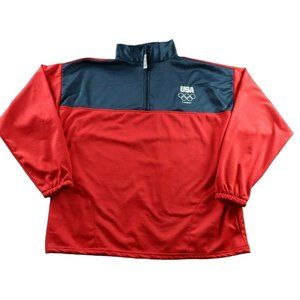 UNITED STATES OLYMPIC COMMITTEE Shirt Men's 2XL 1/4 Zip L/S Pullover Red 2XL